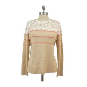 BeachLunchLounge Leopard Print Sweater M Pink Cream Pastel Soft Cozy